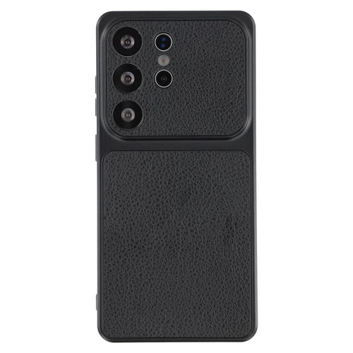 For Samsung Galaxy S25 Ultra Case Sheepskin Texture Leather Coated TPU Phone Cover with Precise Camera Cutouts - Black - 1