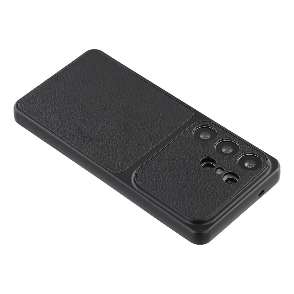 For Samsung Galaxy S25 Ultra Case Sheepskin Texture Leather Coated TPU Phone Cover with Precise Camera Cutouts - Black - 4