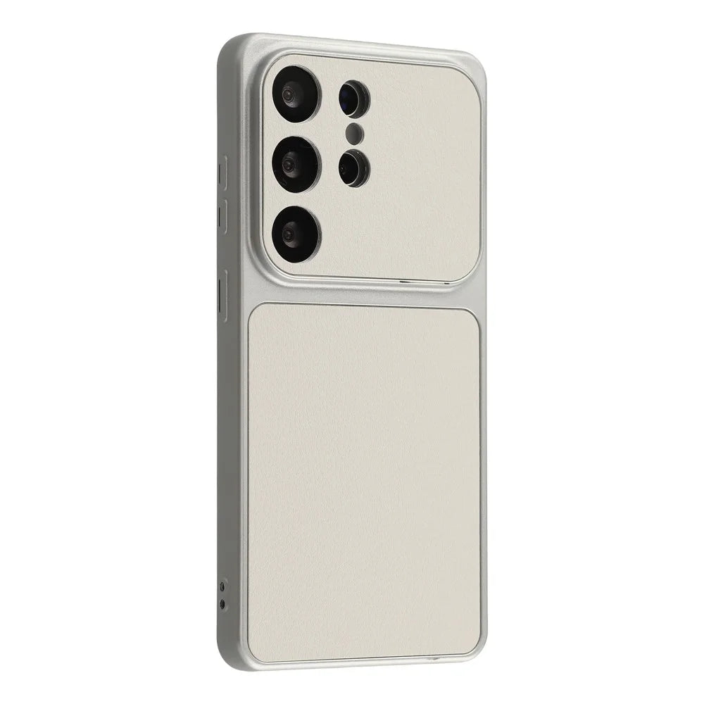 For Samsung Galaxy S26 Ultra Case Sheepskin Texture Leather Coated TPU Phone Cover with Precise Camera Cutouts - White - 2