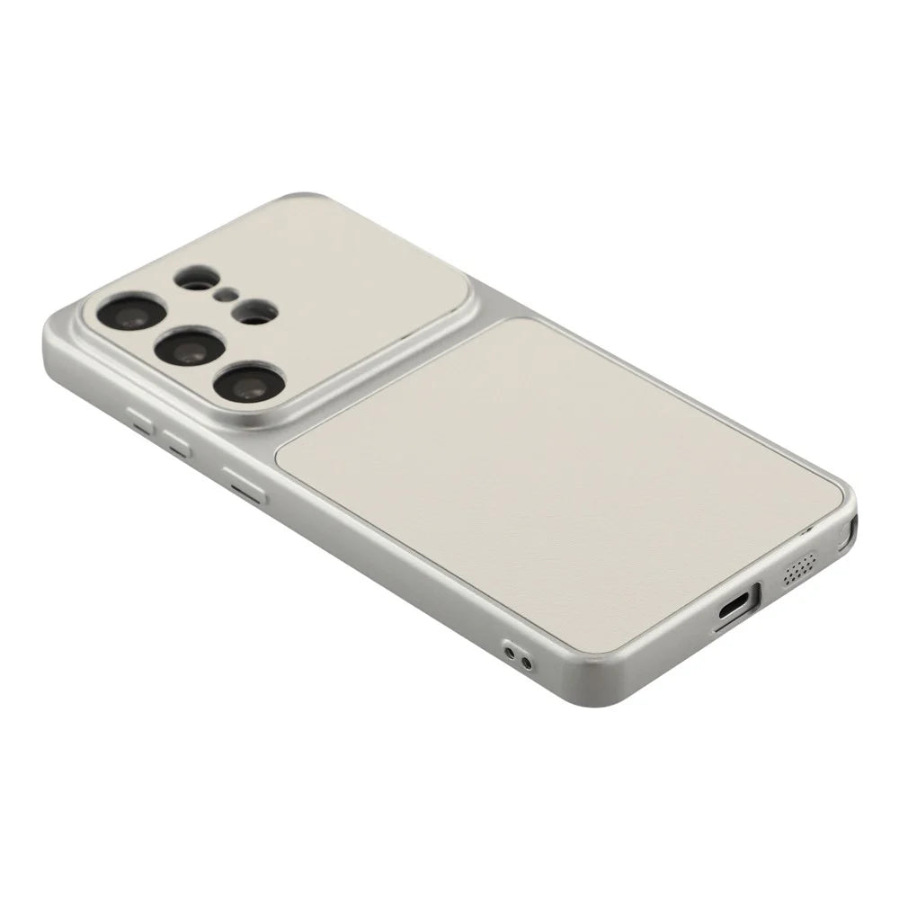For Samsung Galaxy S26 Ultra Case Sheepskin Texture Leather Coated TPU Phone Cover with Precise Camera Cutouts - White - 3