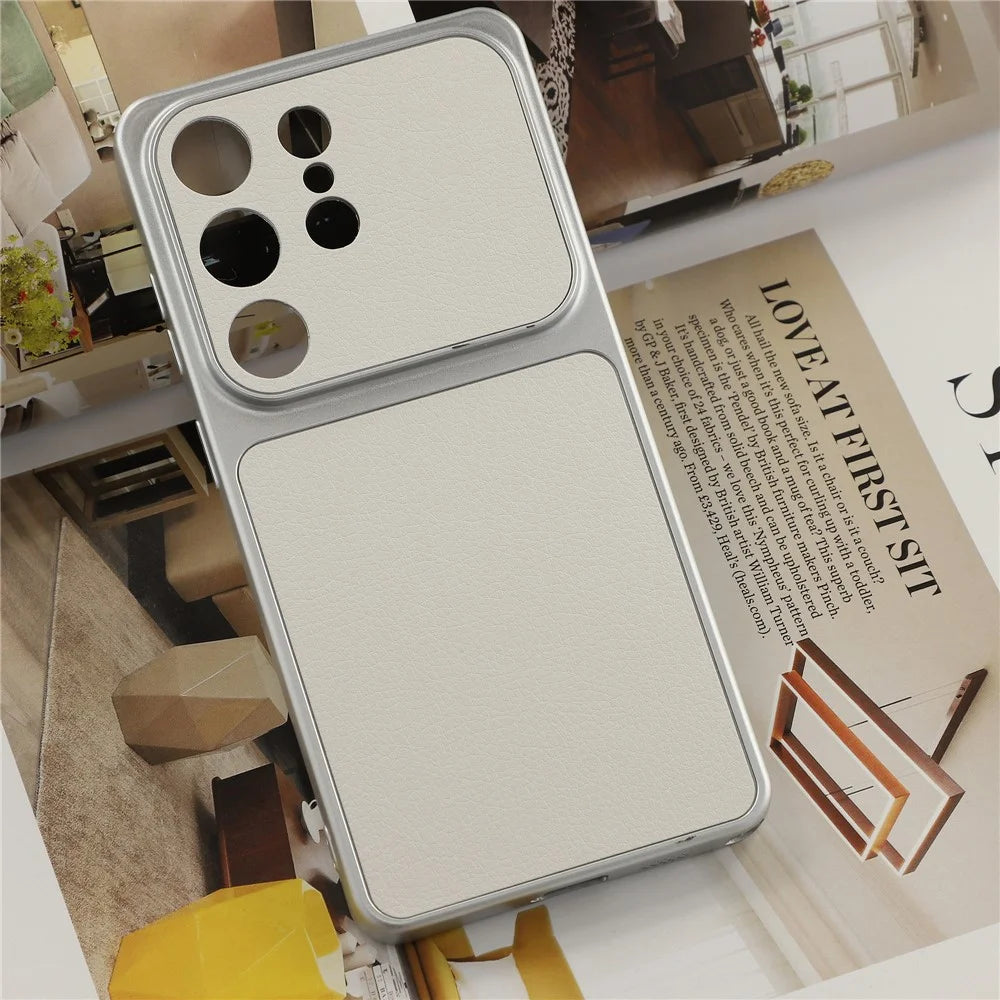 For Samsung Galaxy S26 Ultra Case Sheepskin Texture Leather Coated TPU Phone Cover with Precise Camera Cutouts - White - 5