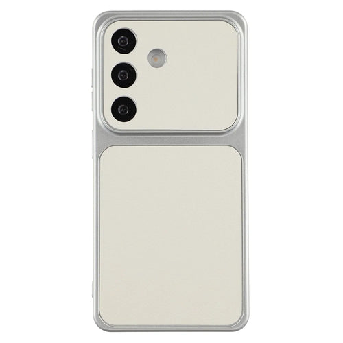 For Samsung Galaxy S26 Case Sheepskin Texture Leather Coated TPU Phone Cover with Precise Camera Cutouts - White - 1