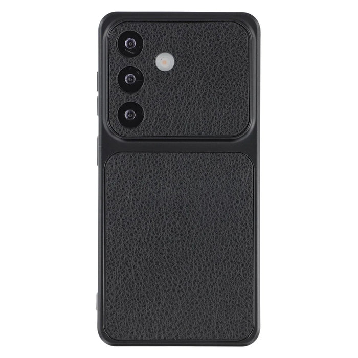 For Samsung Galaxy S26+ Case Sheepskin Texture Leather Coated TPU Phone Cover with Precise Camera Cutouts - Black - 1