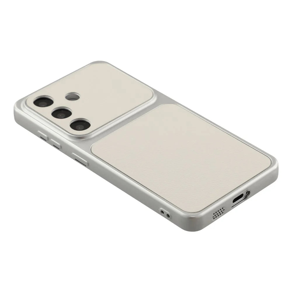 For Samsung Galaxy S25 Case Sheepskin Texture Leather Coated TPU Phone Cover with Precise Camera Cutouts - White - 3