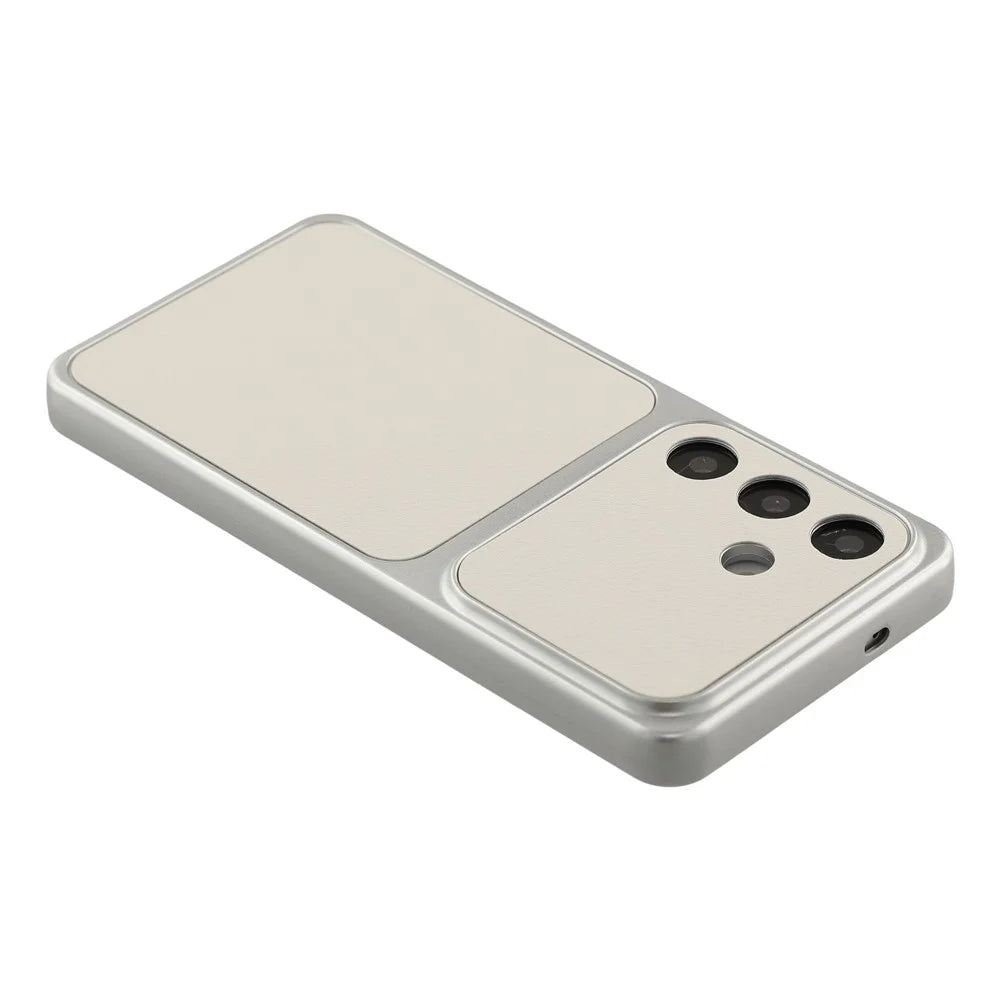 For Samsung Galaxy S25 Case Sheepskin Texture Leather Coated TPU Phone Cover with Precise Camera Cutouts - White - 4