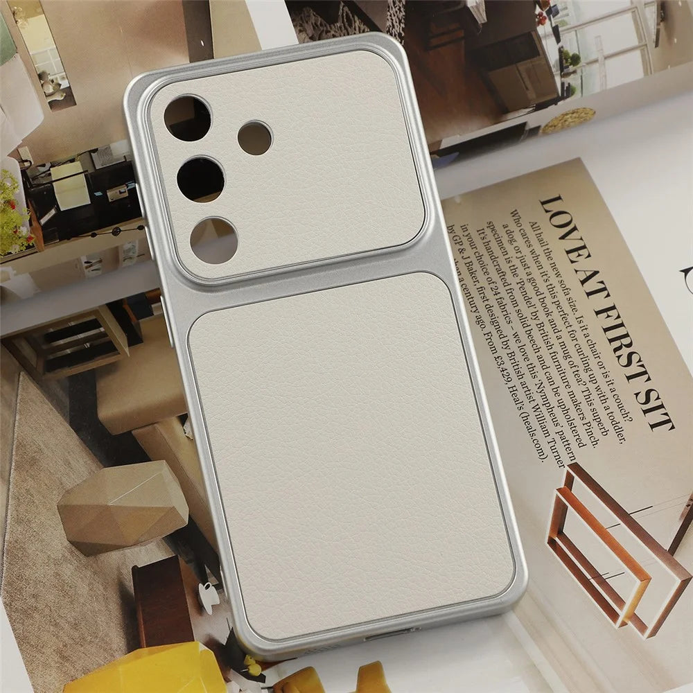 For Samsung Galaxy S25 Case Sheepskin Texture Leather Coated TPU Phone Cover with Precise Camera Cutouts - White - 5