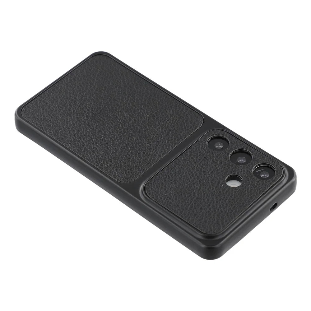 For Samsung Galaxy S25 FE Case Sheepskin Texture Leather Coated TPU Phone Cover with Precise Camera Cutouts - Black - 4