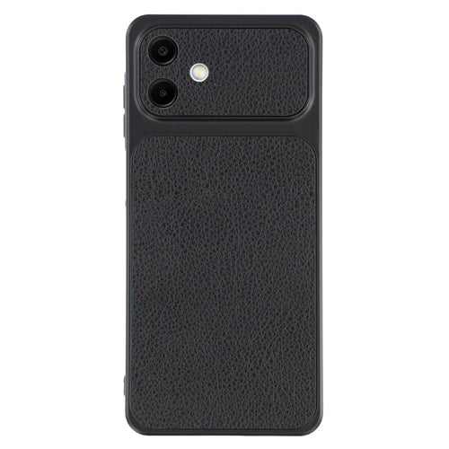 For Samsung Galaxy A08 5G / A08 4G / A07 4G Case Sheepskin Texture Leather Coated TPU Phone Cover with Precise Camera Cutouts - Black - 1