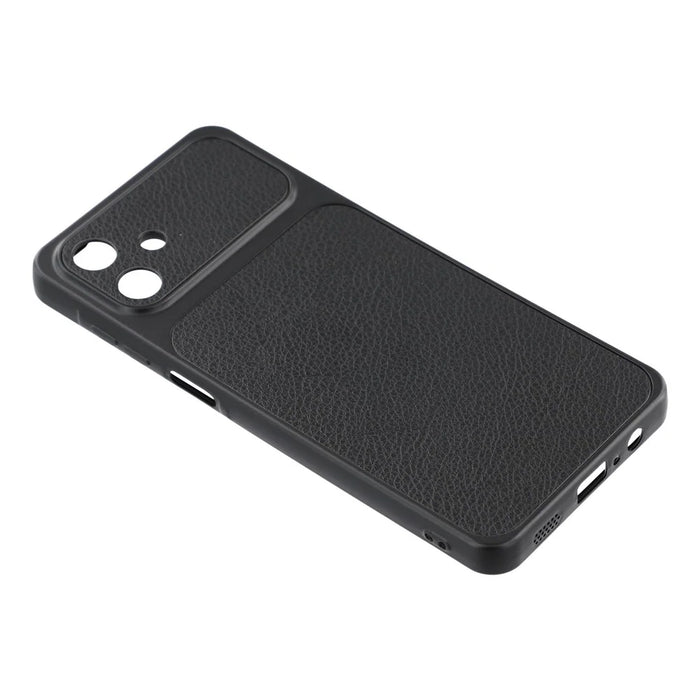 For Samsung Galaxy A06 4G Case Sheepskin Texture Leather Coated TPU Phone Cover with Precise Camera Cutouts - Black - 3