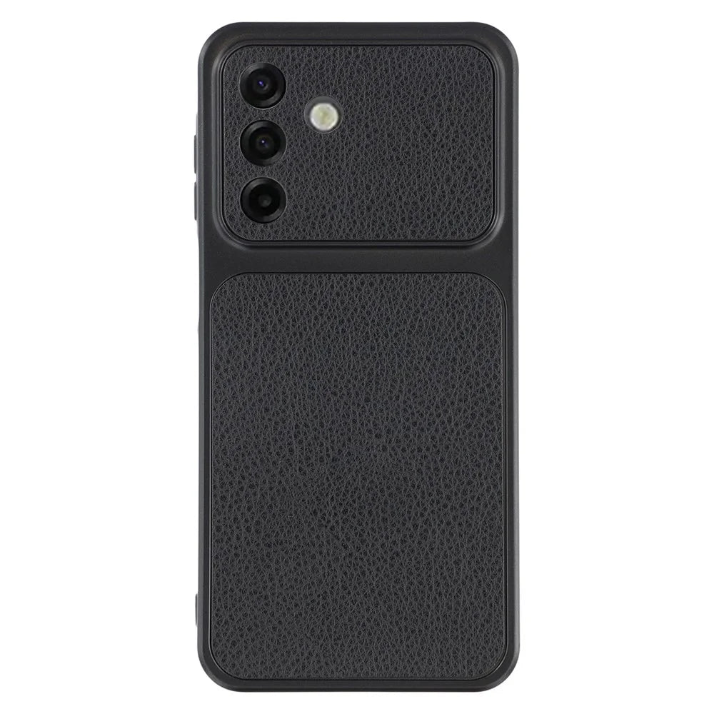 For Samsung Galaxy A18 5G / A18 4G / A17 5G / A17 4G Case Sheepskin Texture Leather Coated TPU Phone Cover with Precise Camera Cutouts - Black - 1