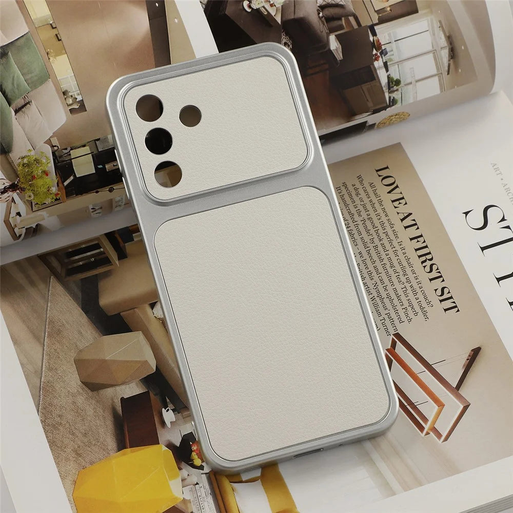 For Samsung Galaxy A16 5G / A16 4G Case Sheepskin Texture Leather Coated TPU Phone Cover with Precise Camera Cutouts - White - 5