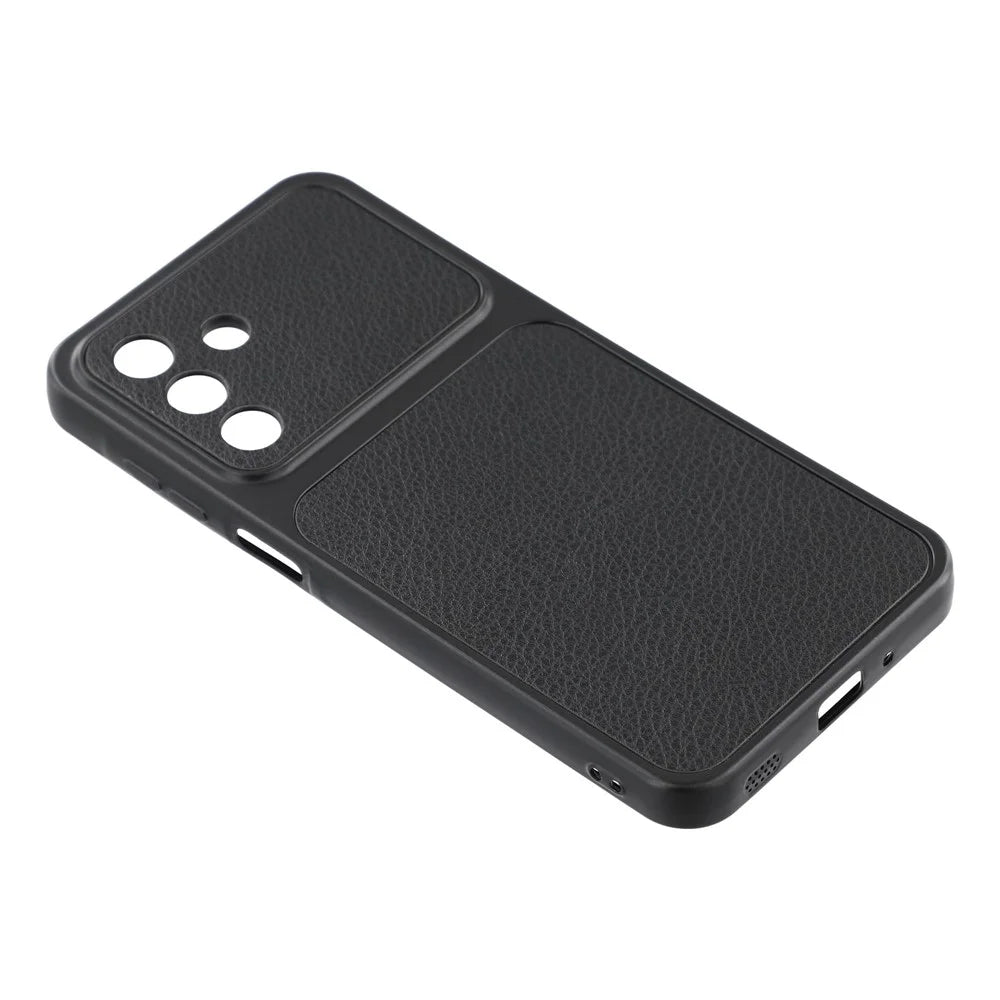 For Samsung Galaxy A26 5G Case Sheepskin Texture Leather Coated TPU Phone Cover with Precise Camera Cutouts - Black - 3