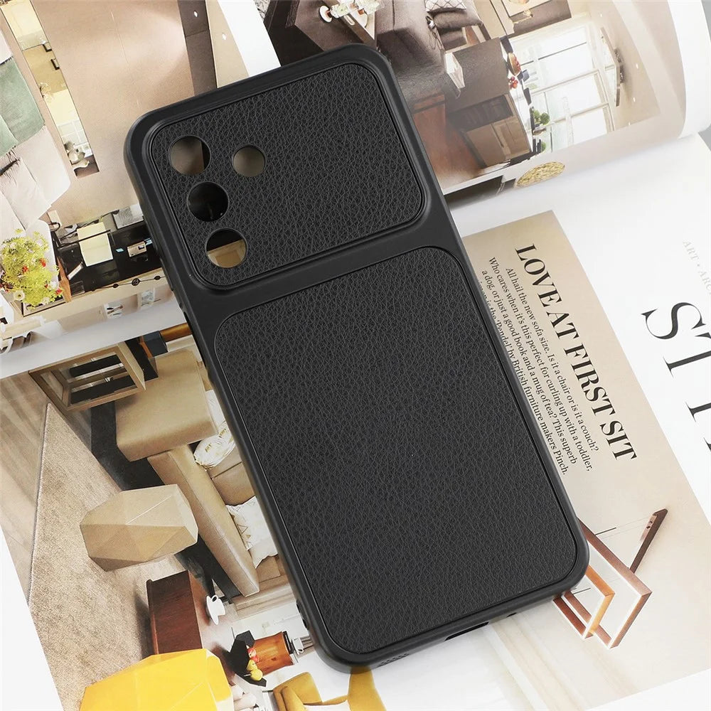 For Samsung Galaxy A26 5G Case Sheepskin Texture Leather Coated TPU Phone Cover with Precise Camera Cutouts - Black - 5