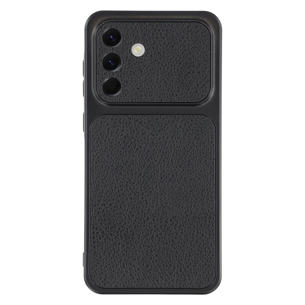 For Samsung Galaxy A36 5G Case Sheepskin Texture Leather Coated TPU Phone Cover with Precise Camera Cutouts - Black - 1