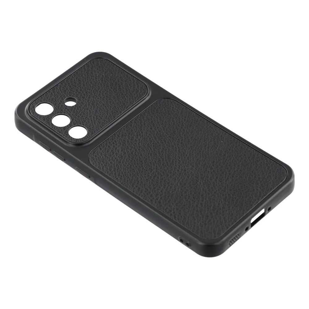 For Samsung Galaxy A36 5G Case Sheepskin Texture Leather Coated TPU Phone Cover with Precise Camera Cutouts - Black - 3