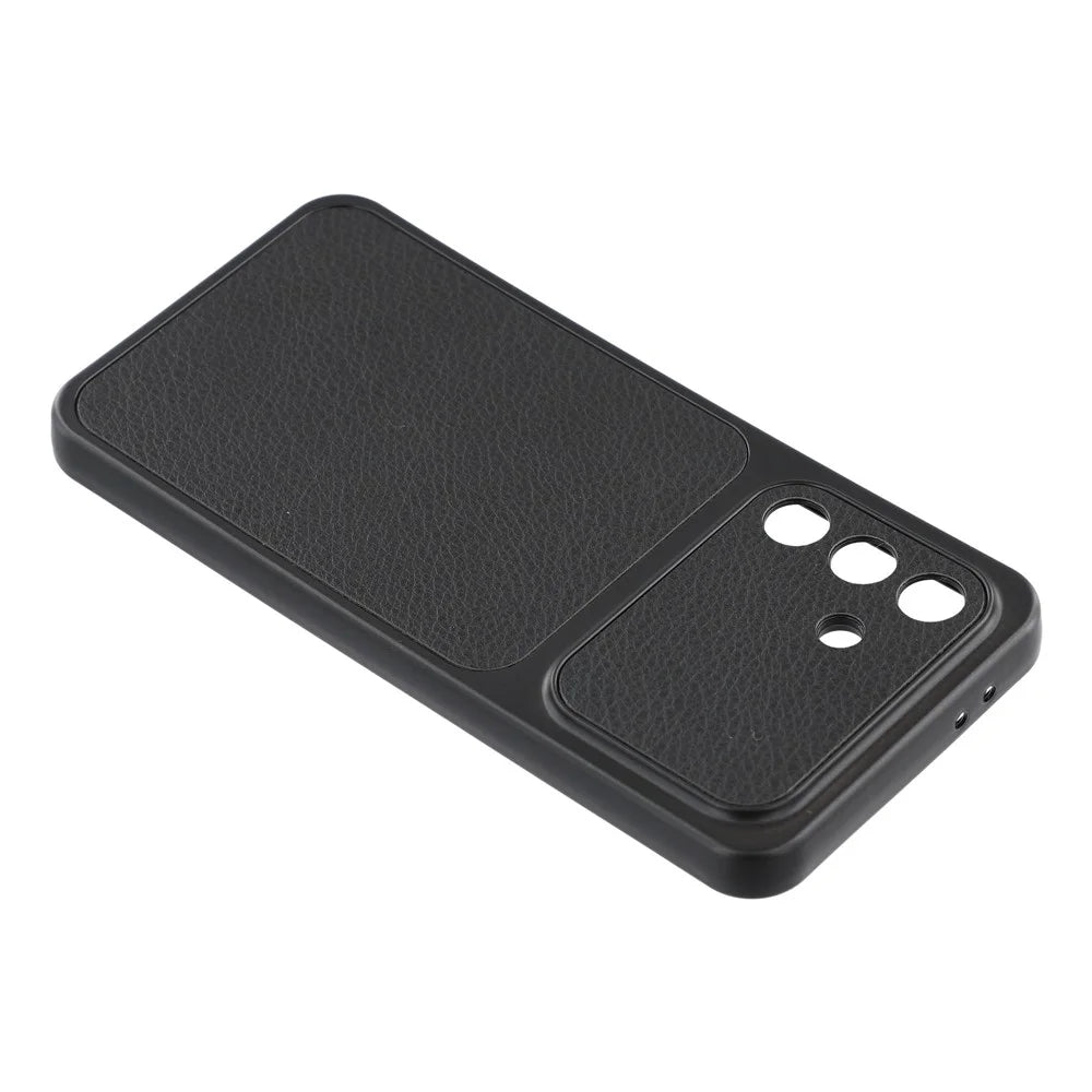 For Samsung Galaxy A36 5G Case Sheepskin Texture Leather Coated TPU Phone Cover with Precise Camera Cutouts - Black - 4