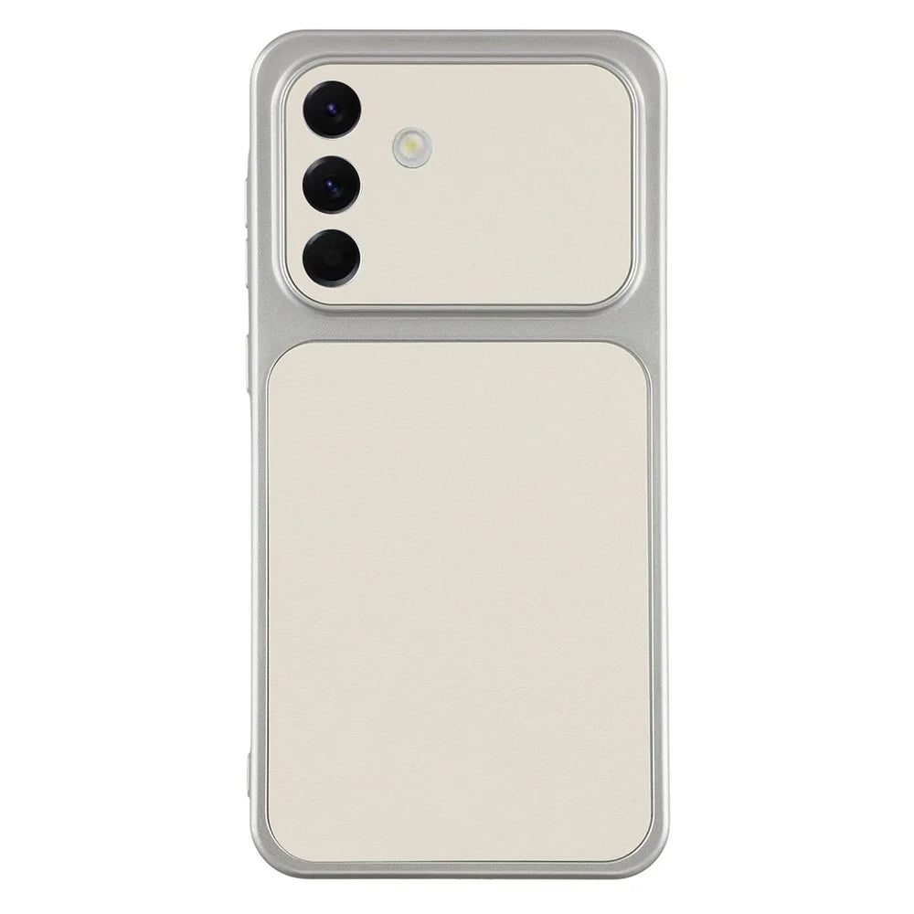For Samsung Galaxy A56 5G Case Sheepskin Texture Leather Coated TPU Phone Cover with Precise Camera Cutouts - White - 1