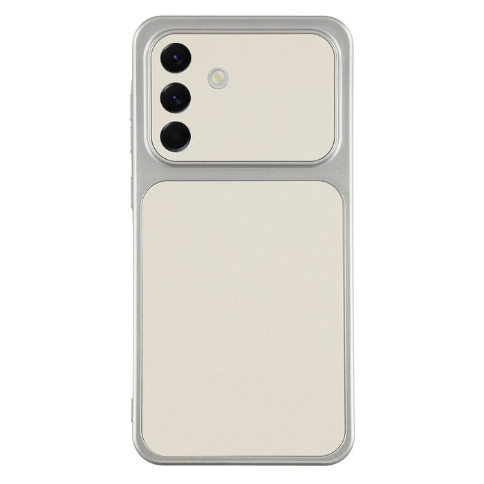 For Samsung Galaxy A56 5G Case Sheepskin Texture Leather Coated TPU Phone Cover with Precise Camera Cutouts - White - 1