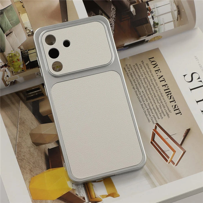 For Samsung Galaxy A56 5G Case Sheepskin Texture Leather Coated TPU Phone Cover with Precise Camera Cutouts - White - 5