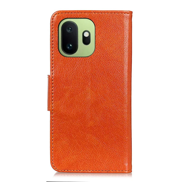 For OnePlus 15T 5G Case Nappa Texture Split Leather Wallet Phone Cover - Orange - 7