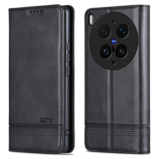 AZNS For vivo X300 Ultra 5G Phone Case Cowhide Texture PU Leather Wallet Phone Cover - Black - 1