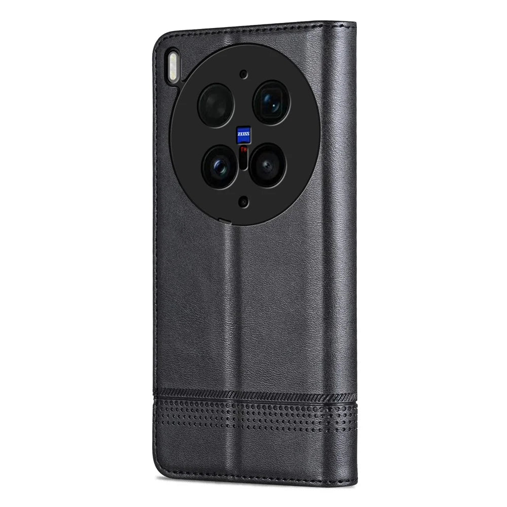 AZNS For vivo X300 Ultra 5G Phone Case Cowhide Texture PU Leather Wallet Phone Cover - Black - 7