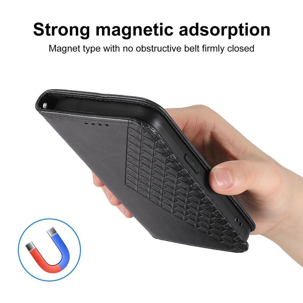 For Realme 16 5G Case Calf Texture PU Leather Wallet Phone Cover with Wrist Strap - Black - 4