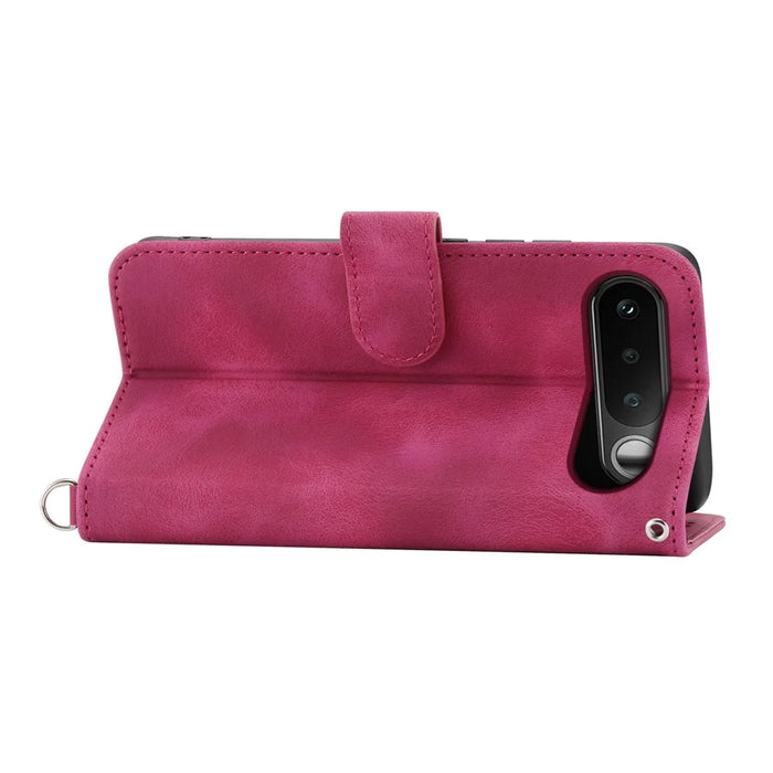 For Realme 16 5G Wallet Case Flower Pattern PU Leather Phone Cover with Strap - Wine Red - 2