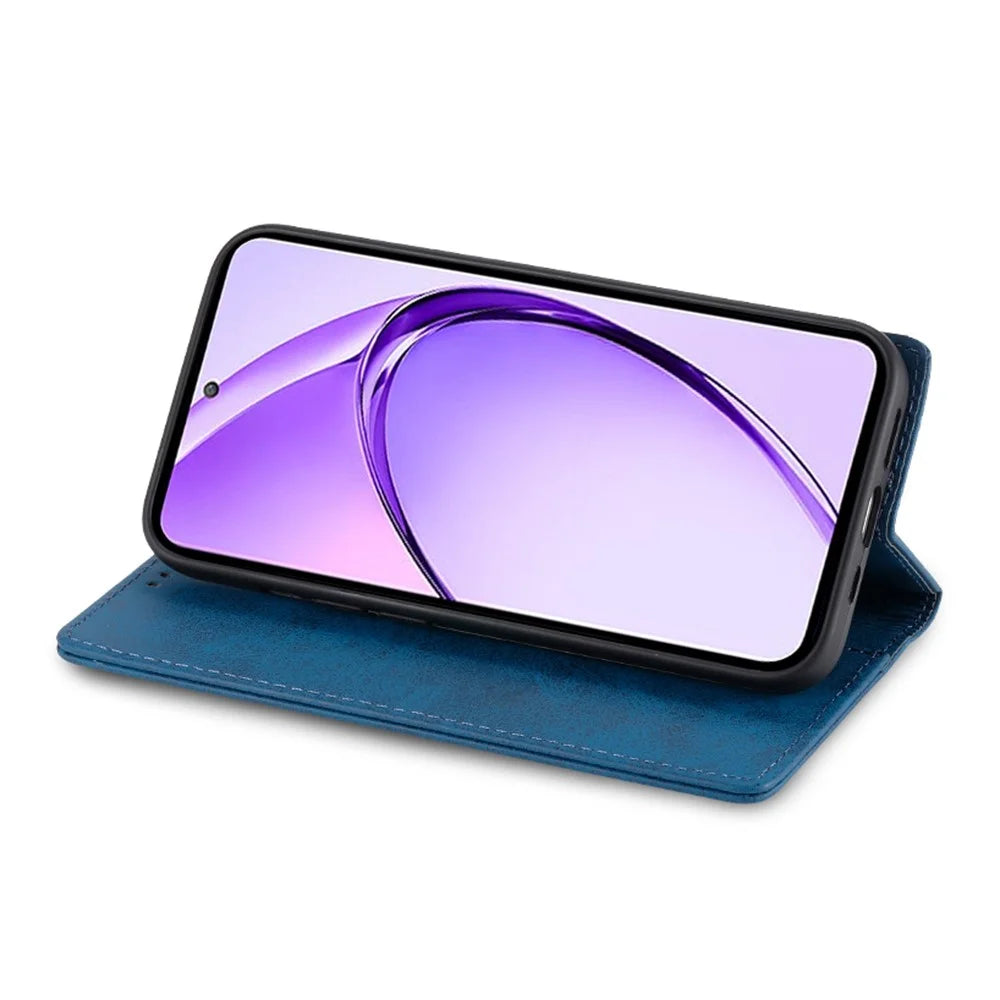 For Realme 16 5G Wallet Case RFID Blocking PU Leather Phone Cover - Blue - 3