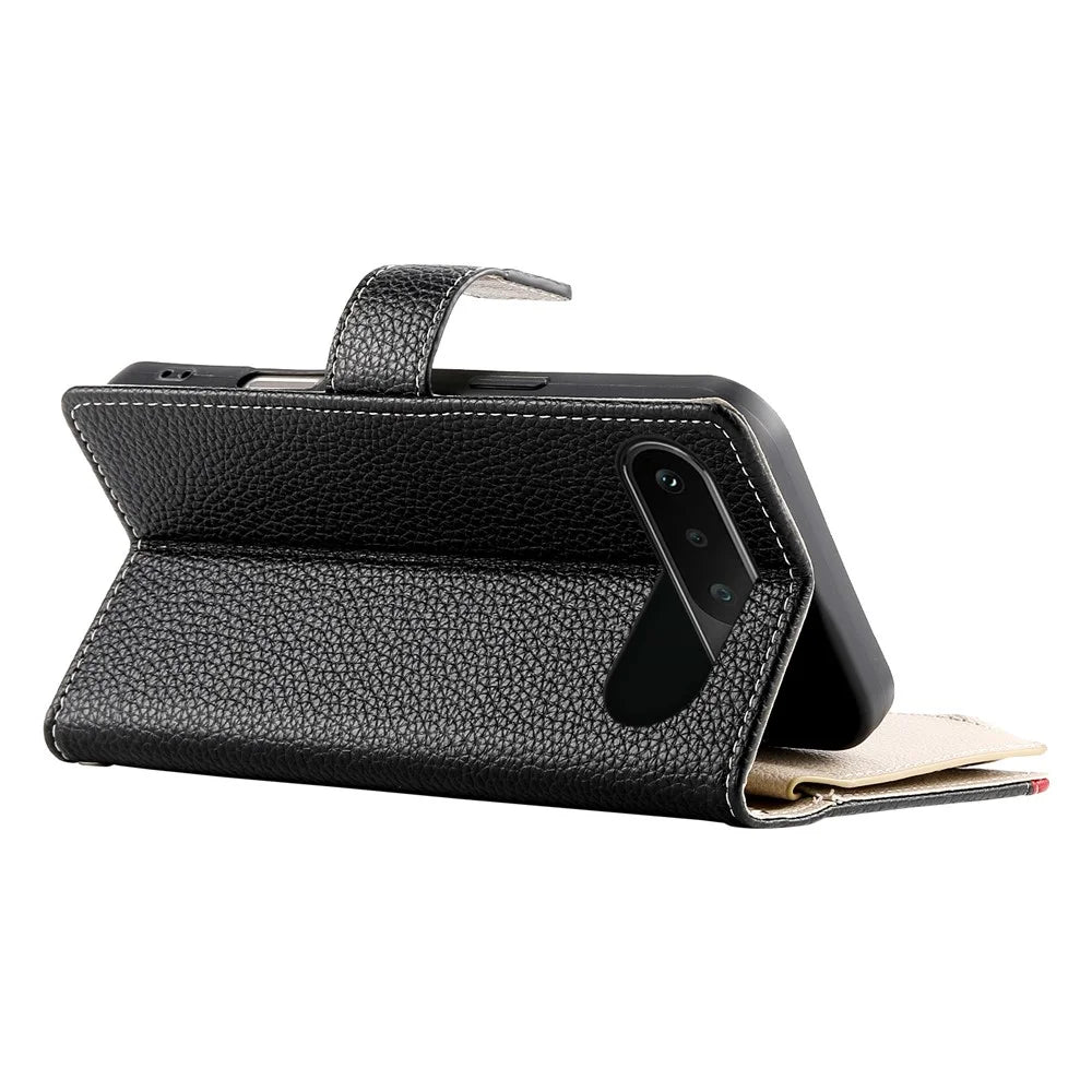 For Realme 16 5G Leather Case Zipper Wallet Color Splicing Flip Phone Cover with Straps - Black - 4