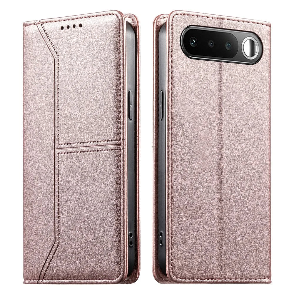 For Realme 16 5G Wallet Stand Case Line Splicing TPU PU Leather Phone Cover - Pink - 1