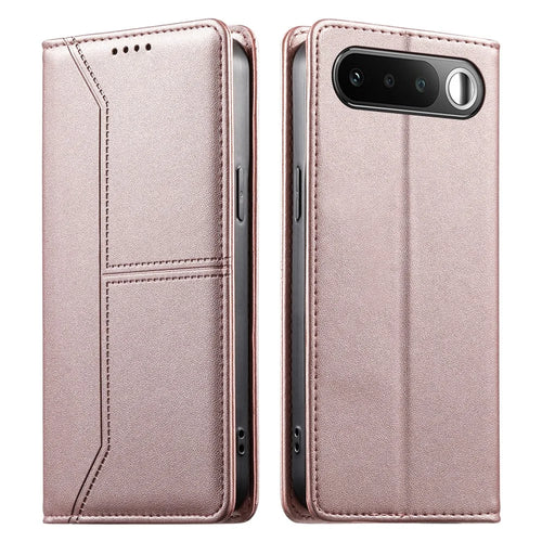 For Realme 16 5G Wallet Stand Case Line Splicing TPU PU Leather Phone Cover - Pink - 1