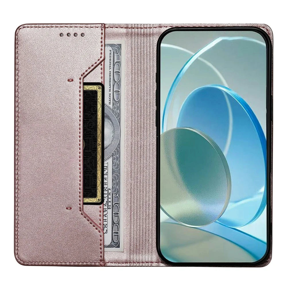 For Realme 16 5G Wallet Stand Case Line Splicing TPU PU Leather Phone Cover - Pink - 2
