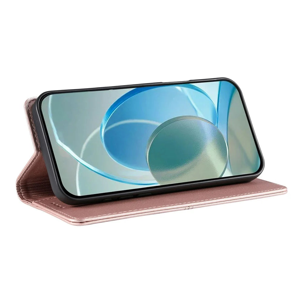 For Realme 16 5G Wallet Stand Case Line Splicing TPU PU Leather Phone Cover - Pink - 3