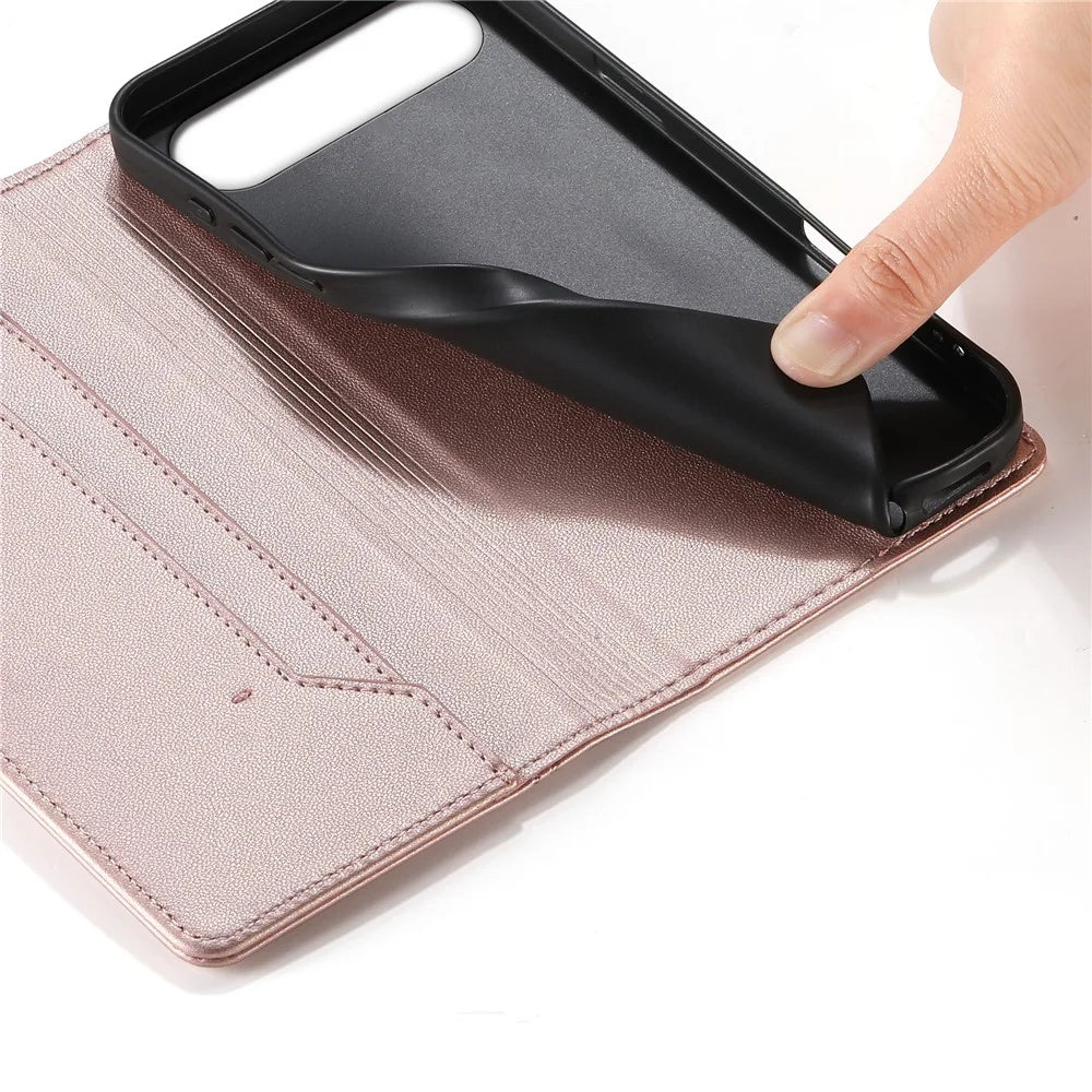 For Realme 16 5G Wallet Stand Case Line Splicing TPU PU Leather Phone Cover - Pink - 4