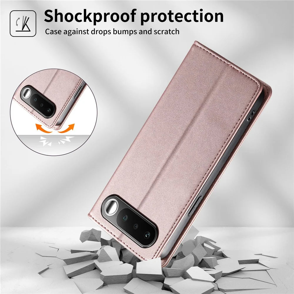 For Realme 16 5G Wallet Stand Case Line Splicing TPU PU Leather Phone Cover - Pink - 5