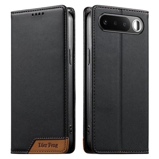 DIERFENG DF-018 for Realme 16 5G Case RFID Blocking Wallet Leather Phone Cover with Color Splicing Logo Corner - Black - 1