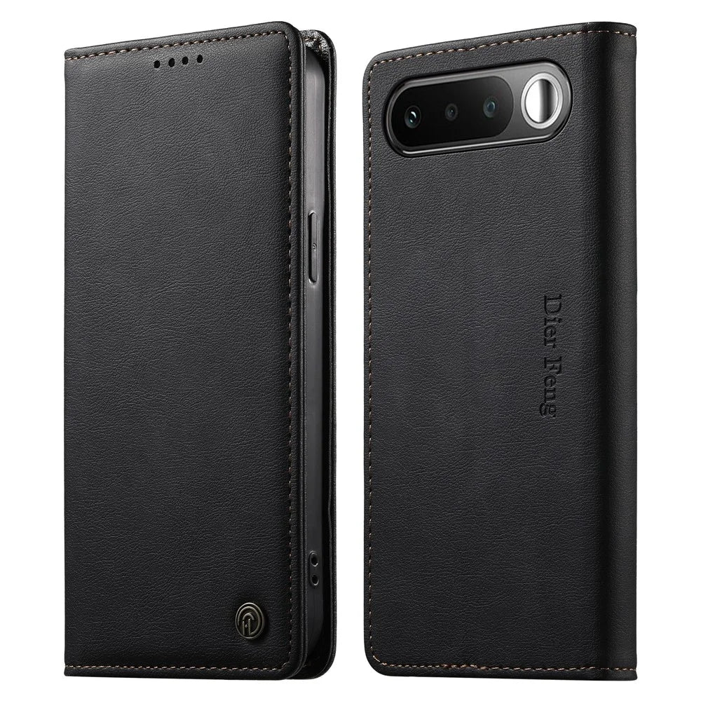 DIERFENG DF-019 for Realme 16 5G Leather Wallet Case Magnetic Flip Cover with Card Slots RFID Blocking - Black - 1
