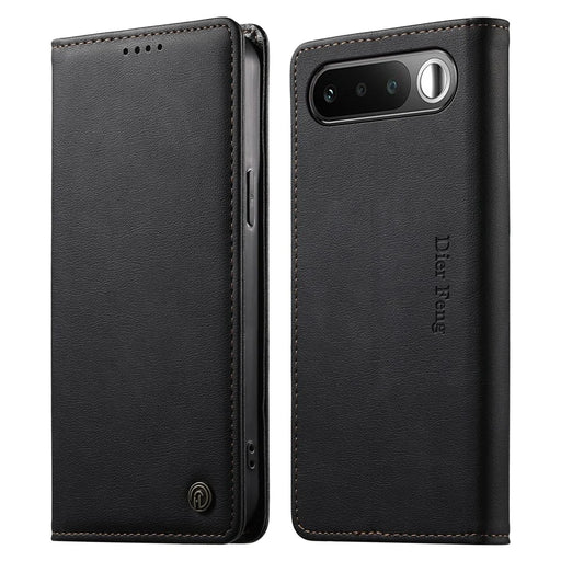 DIERFENG DF-019 for Realme 16 5G Leather Wallet Case Magnetic Flip Cover with Card Slots RFID Blocking - Black - 1