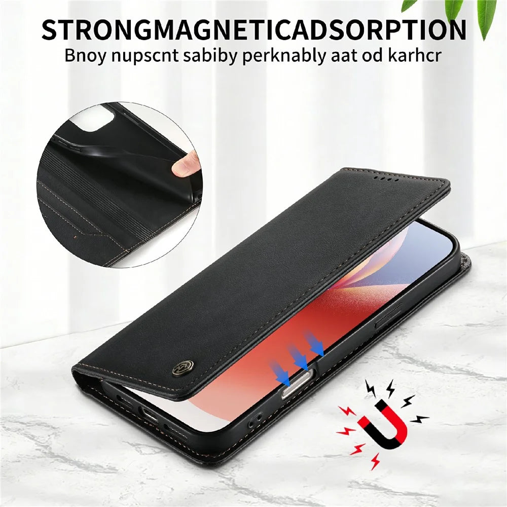 DIERFENG DF-019 for Realme 16 5G Leather Wallet Case Magnetic Flip Cover with Card Slots RFID Blocking - Black - 7