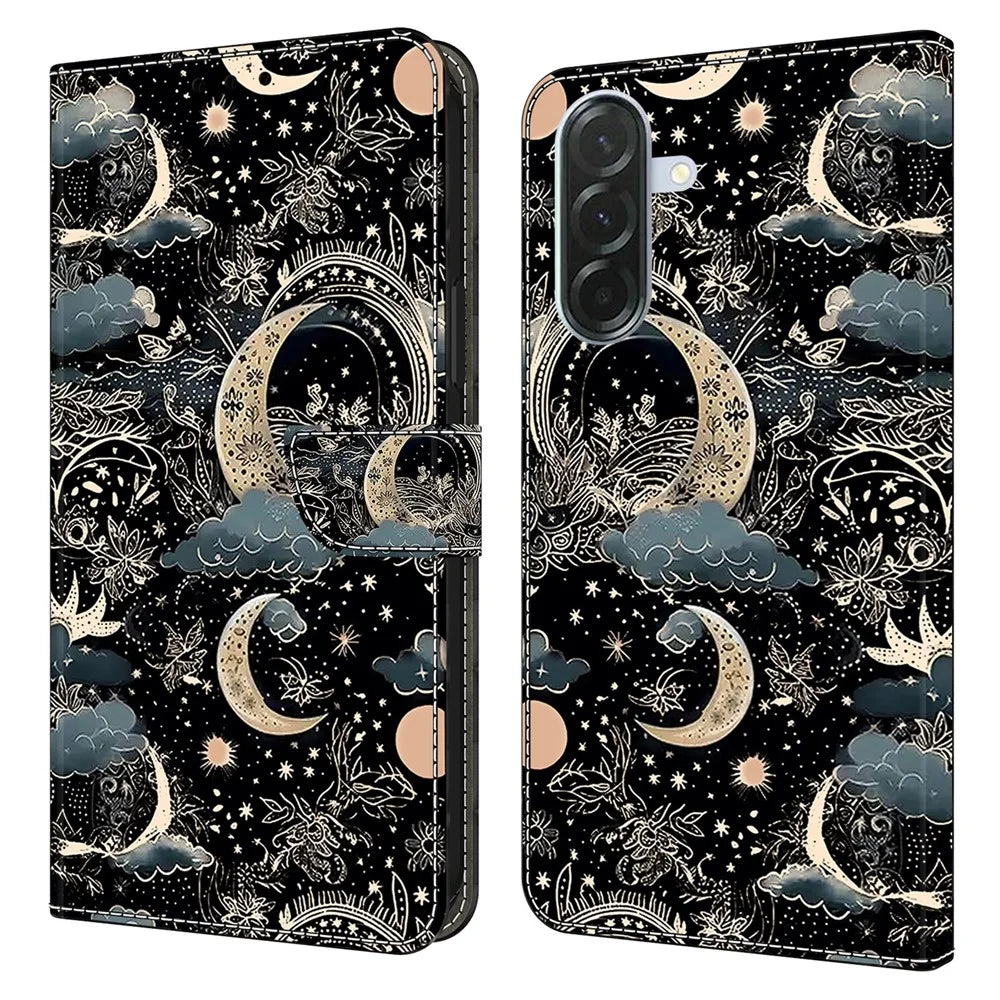 For Samsung Galaxy A27 5G Wallet Case PU Leather Phone Cover with Stand - Moon - 1