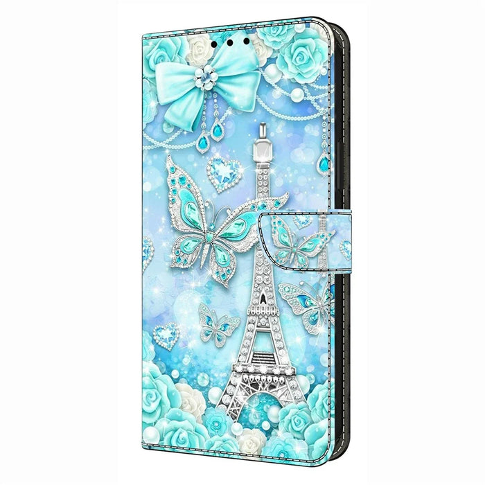 For Samsung Galaxy A27 5G Wallet Case Pattern Printing Stand Leather Flip Phone Cover - Butterfly Cobalt Tower - 4