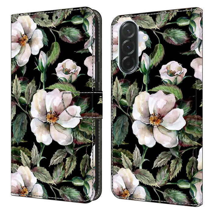 For Samsung Galaxy A27 5G Wallet Case Foldable Stand Pattern Printing PU Leather Flip Phone Cover - Large Flower - 1