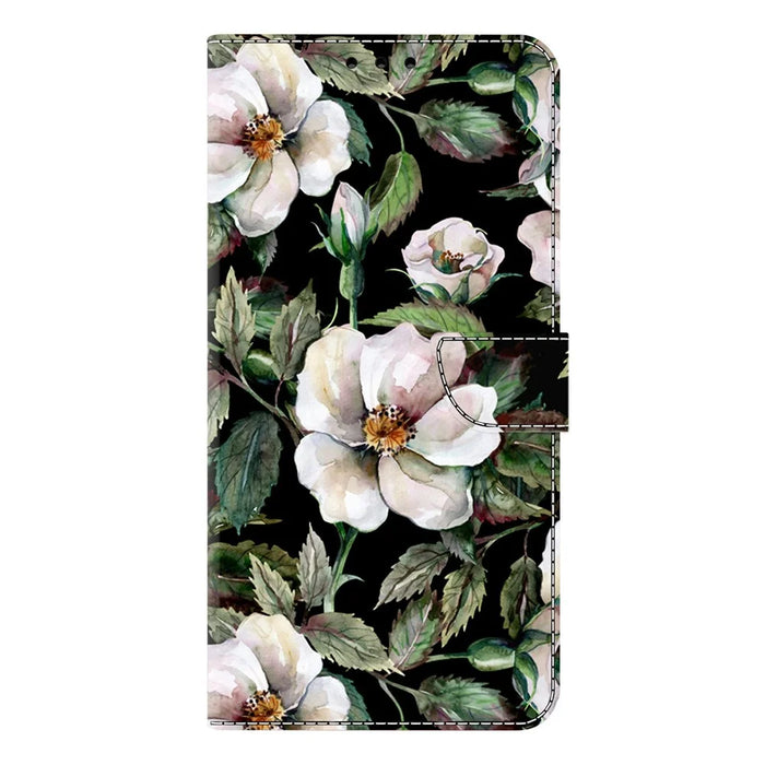 For Samsung Galaxy A27 5G Wallet Case Foldable Stand Pattern Printing PU Leather Flip Phone Cover - Large Flower - 6