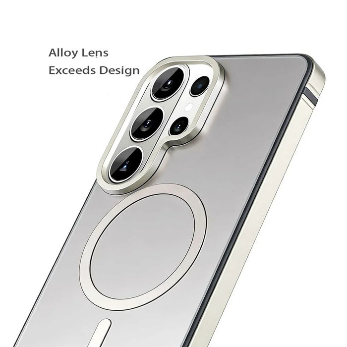 For Samsung Galaxy S26 Ultra Magnetic Case Metal TPU Frame PC Back Phone Cover - Silver - 4
