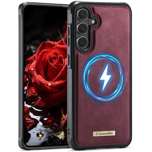 CaseMe For Samsung Galaxy S26+ C69 Series Magnetic Case Leather Coated TPU Phone Cover - Red - 1