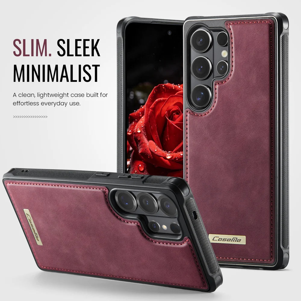 CaseMe For Samsung Galaxy S26 Ultra C69 Series Magnetic Case Leather Coated TPU Phone Cover - Red - 7