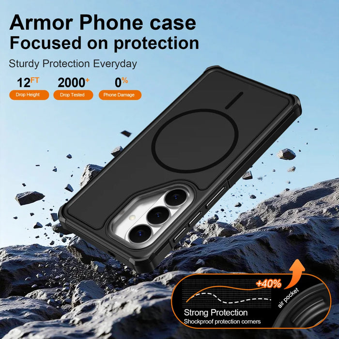 For Samsung Galaxy S26 Magnetic Case Shockproof TPU PC Protective Cover - Black - 5