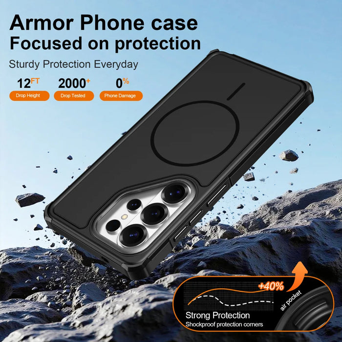 For Samsung Galaxy S26 Ultra Magnetic Case Shockproof TPU PC Protective Cover - Black - 5