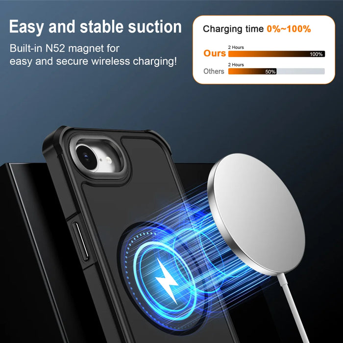 For iPhone 16e / iPhone 17e Magnetic Case Shockproof TPU PC Protective Cover - Black - 3